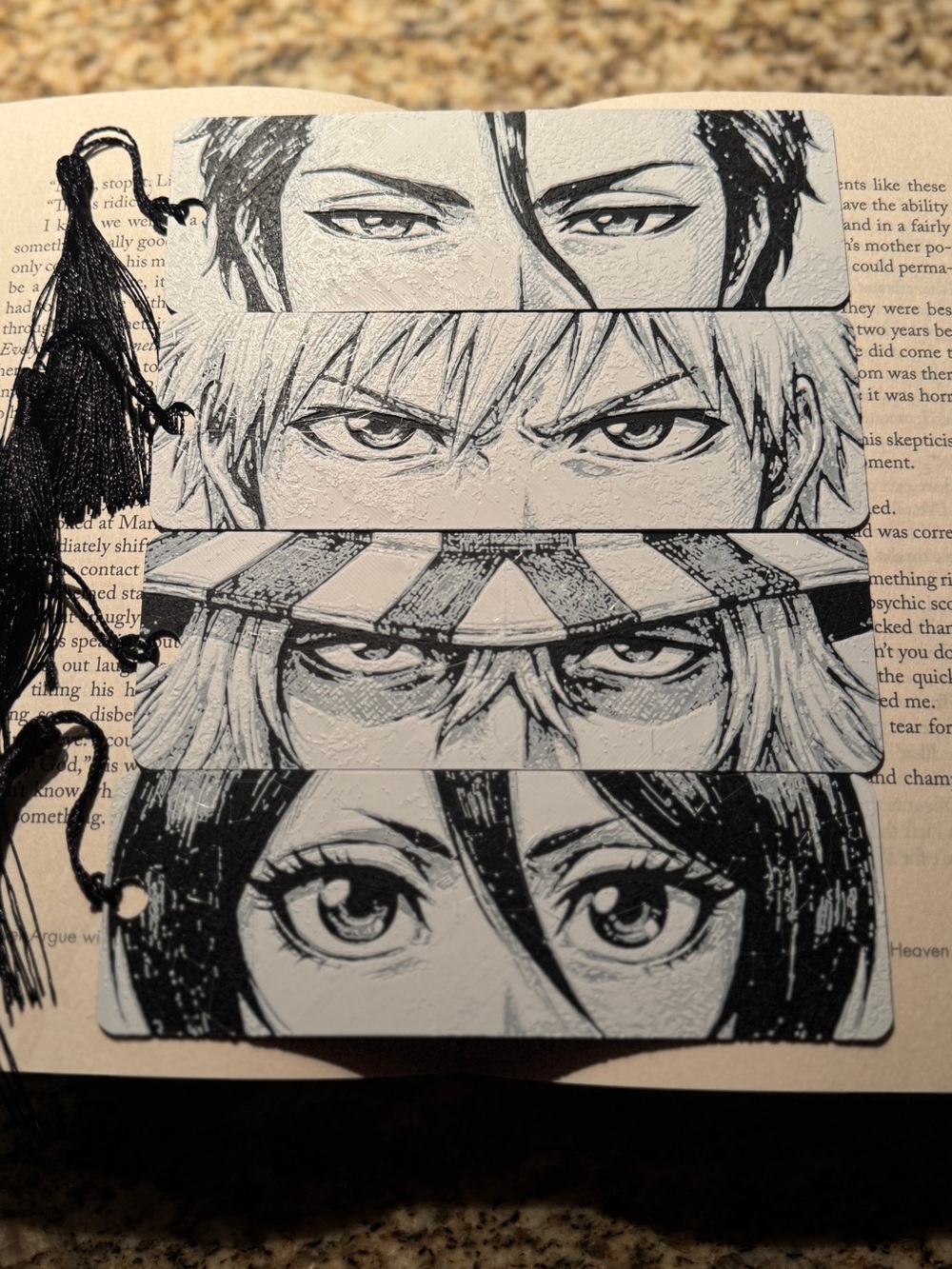 Bleach Anime Bookmarks with Tassels Set of 4 - Ichigo, Rukia, Urahara, and Aizen